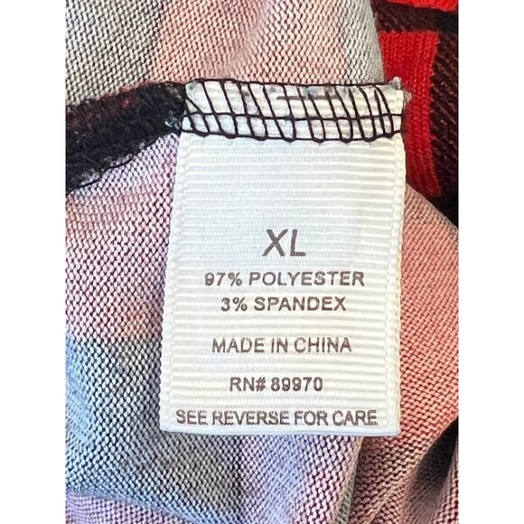 Eden & Olivia Red & black buffalo plaid buttondown long sleeve roll up sleeves - Picture 6 of 9